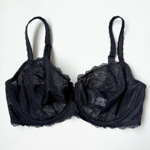 Wacoal Seduction Sheer Lace Underwire Demi Bra Black Size 36DD Unlined